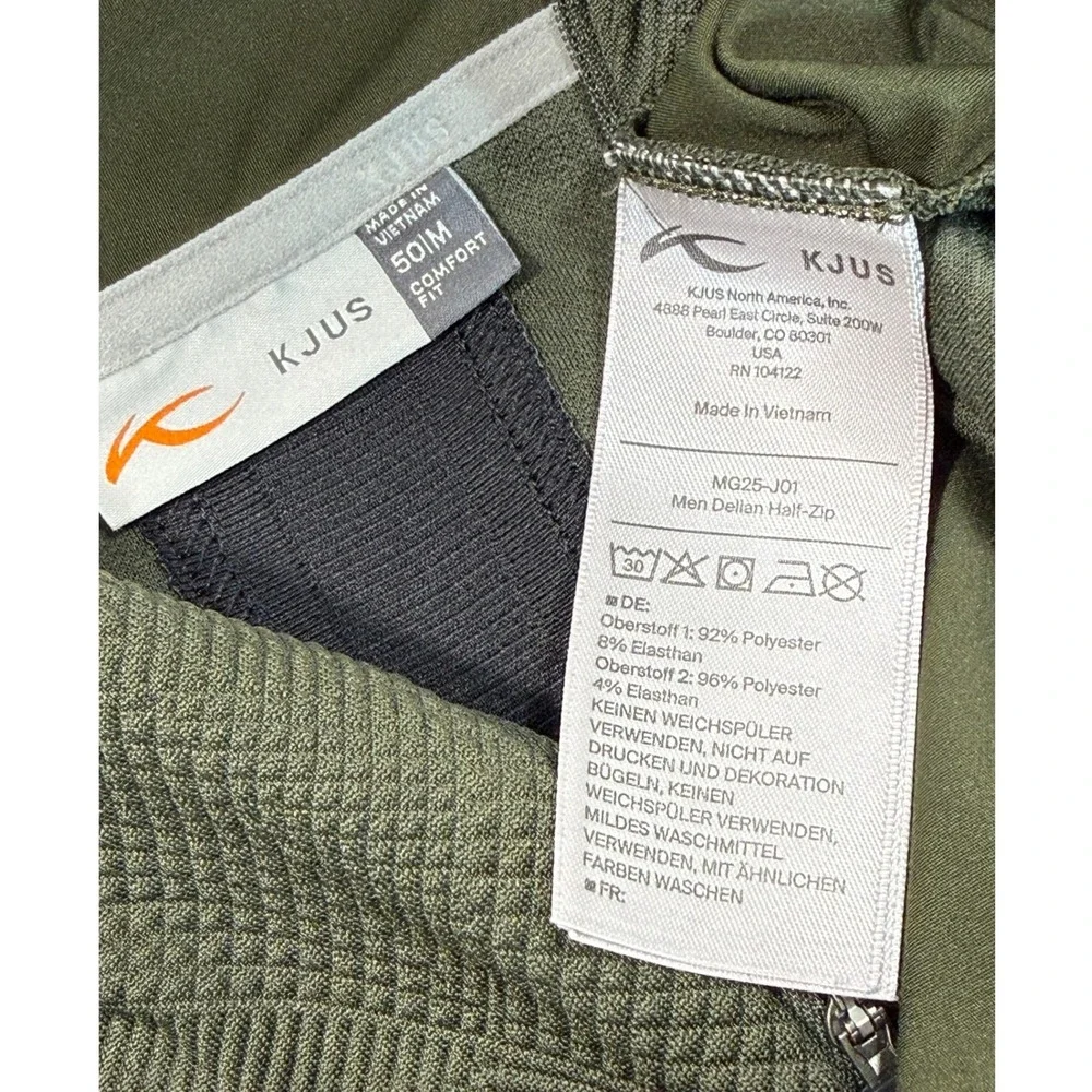 KJUS Pullover Mens M MG25-J01 Delian Half-Zip Olive Green Textured EUC